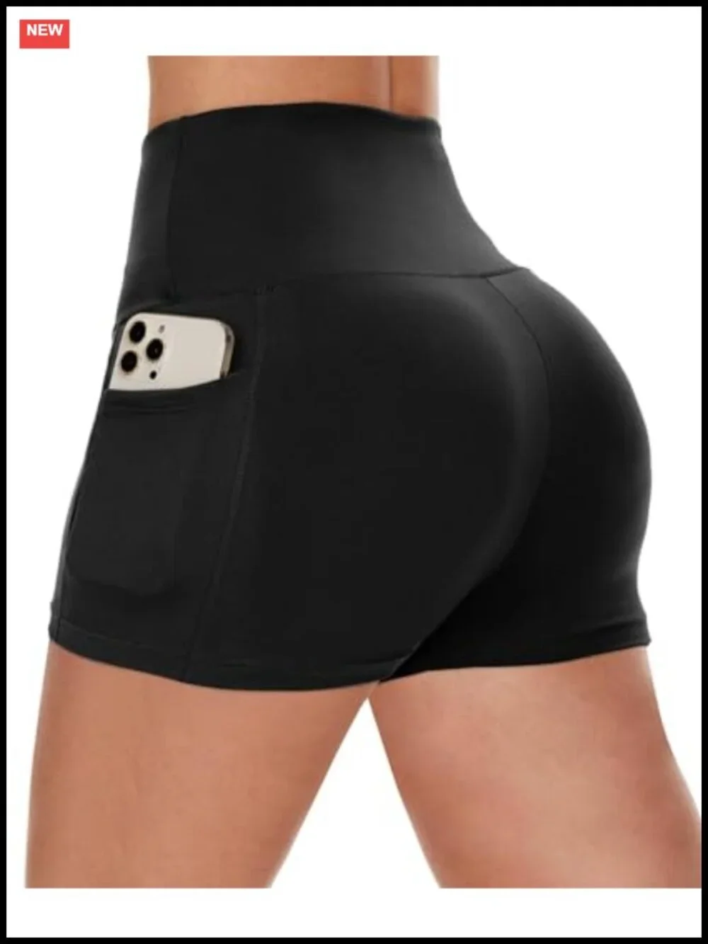 High Waisted Biker Shorts with Pockets, 4-Way Stretch Spandex Workout